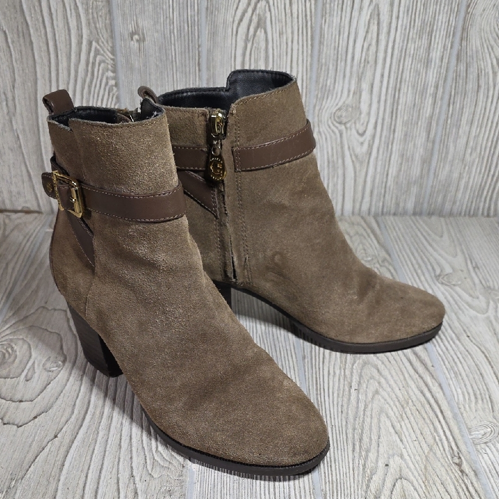 C. Wonder Taupe Light Brown Suede Leather Ankle Boots Womens Size 6